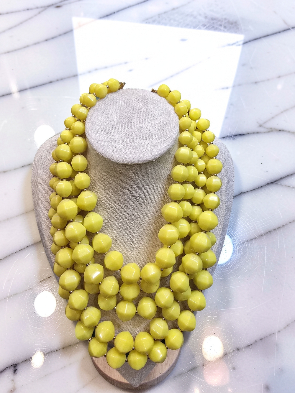 Kate Spade Chunky Yellow Beaded Layered Bib Statement Necklace